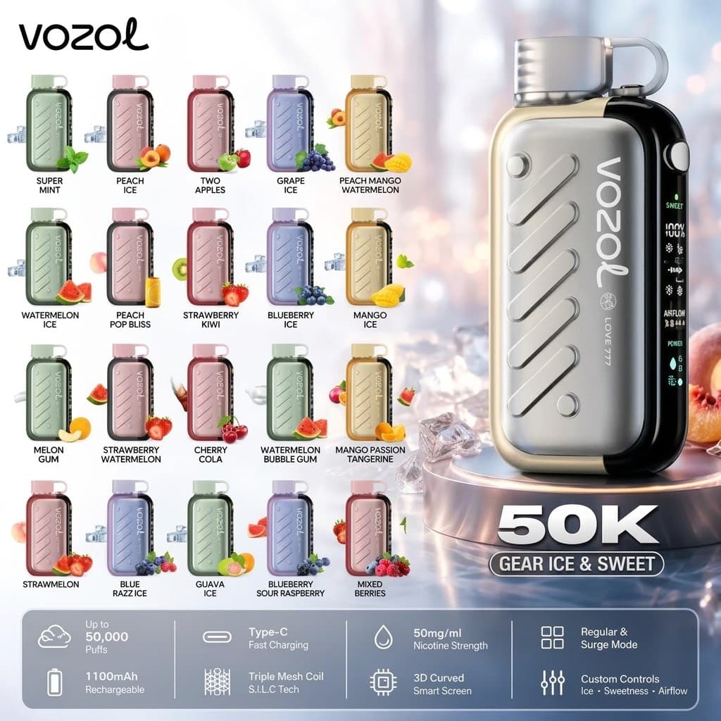 Vozol Gear Ice & Sweet 50000 Puffs: A Disposable Vape That Lets You Control the Flavour
